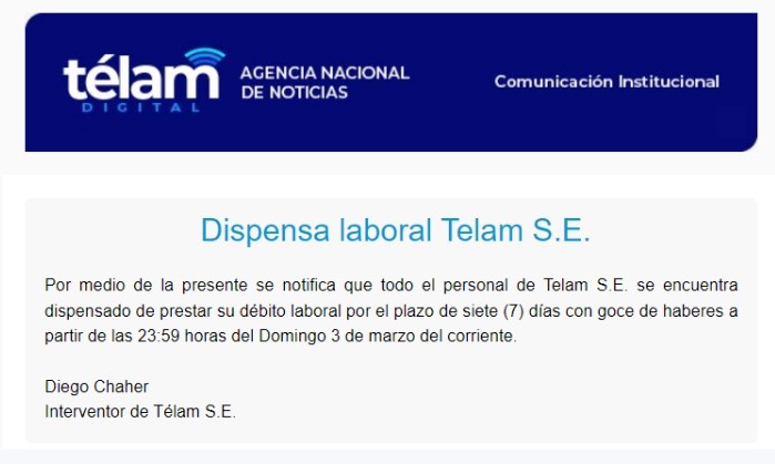 Milei dispensa funcionários da maior agência pública de notícias da Argentina, e sede é lacrada e cercada pela polícia