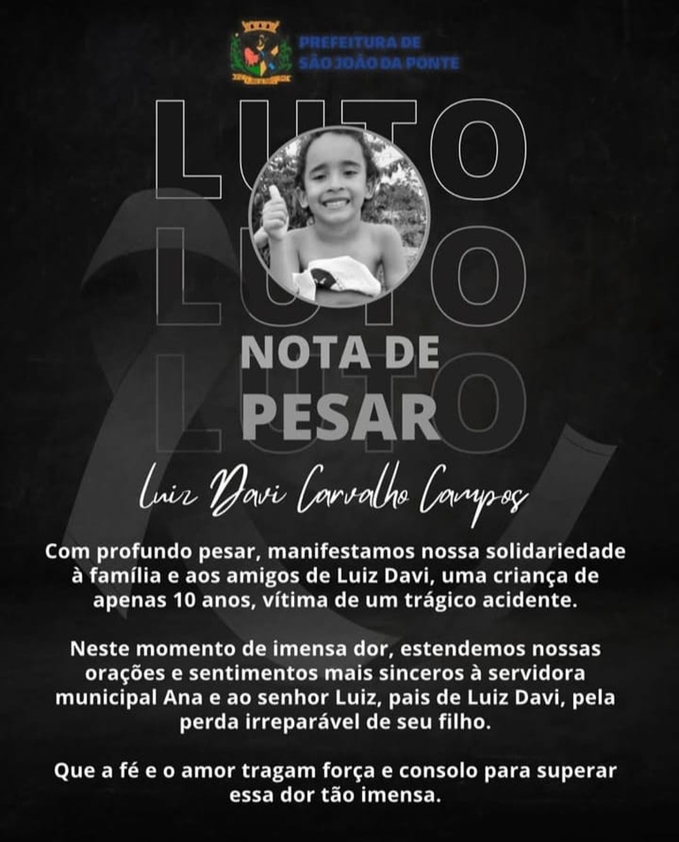 Nota emitida pela prefeitura de São João da Ponte — Foto: Prefeitura de São João da Ponte
