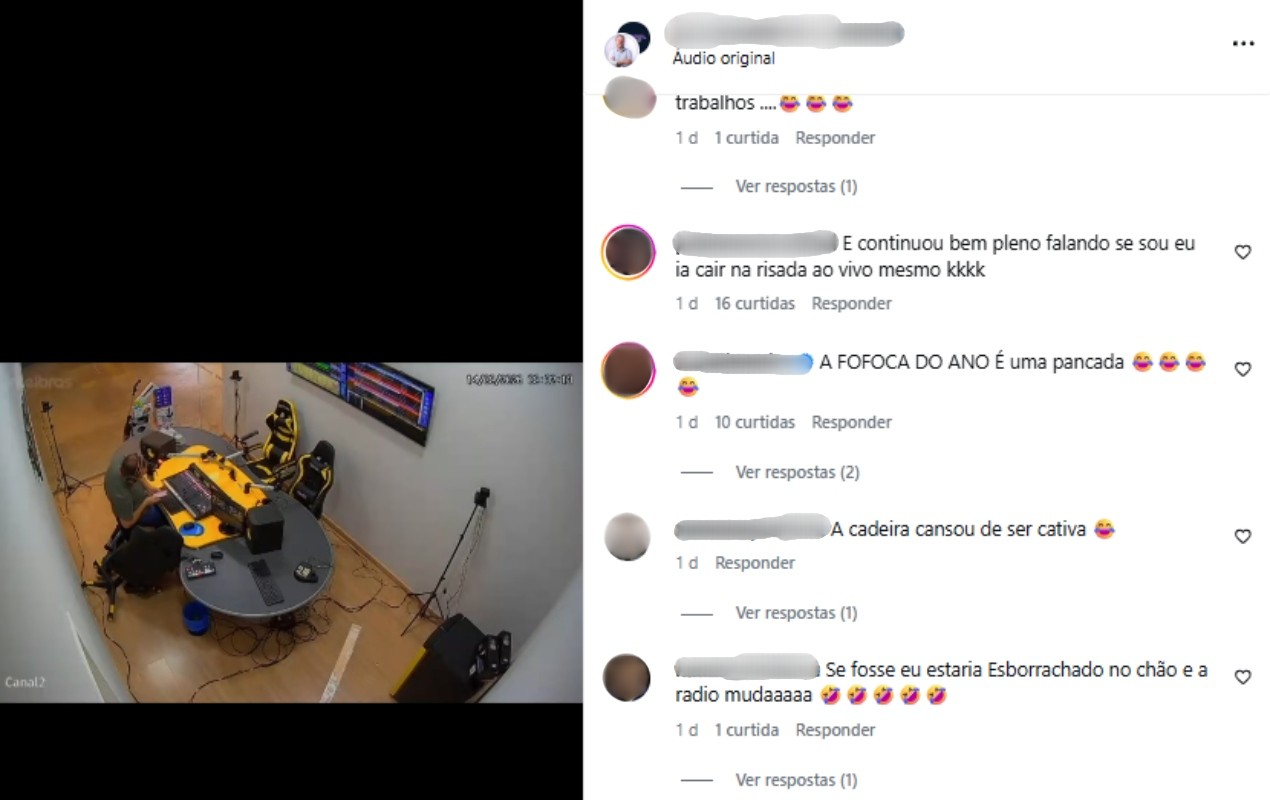Cadeira quebra e locutor supera queda ao manter programa ao vivo em rádio no interior de SP