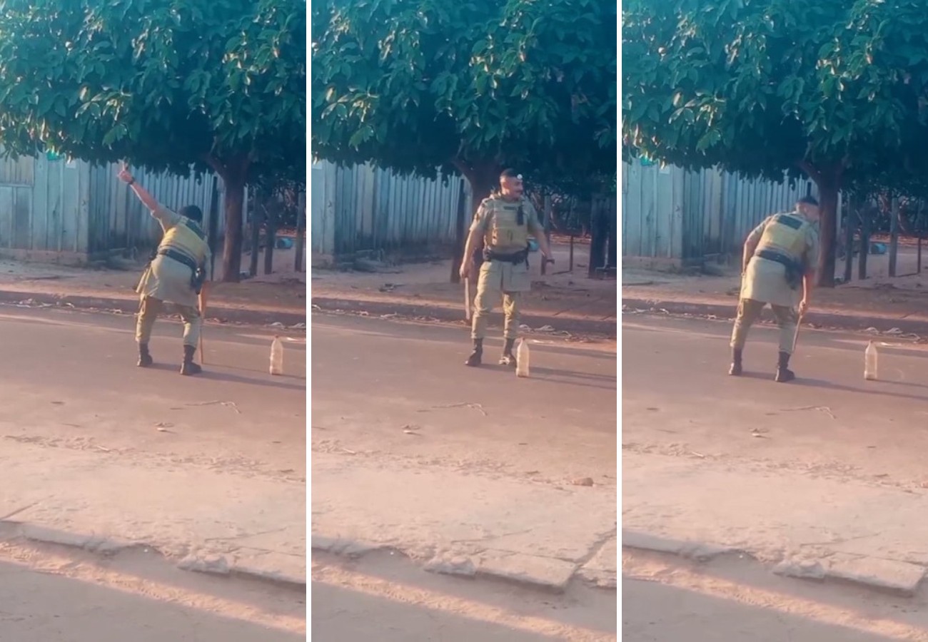 Policial joga bets com crianças em rua durante patrulhamento e viraliza: 'Momento nostálgico'