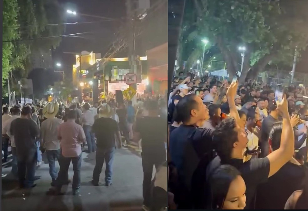 Via foi fechada durante show em Cuiabá — Foto: Reprodução