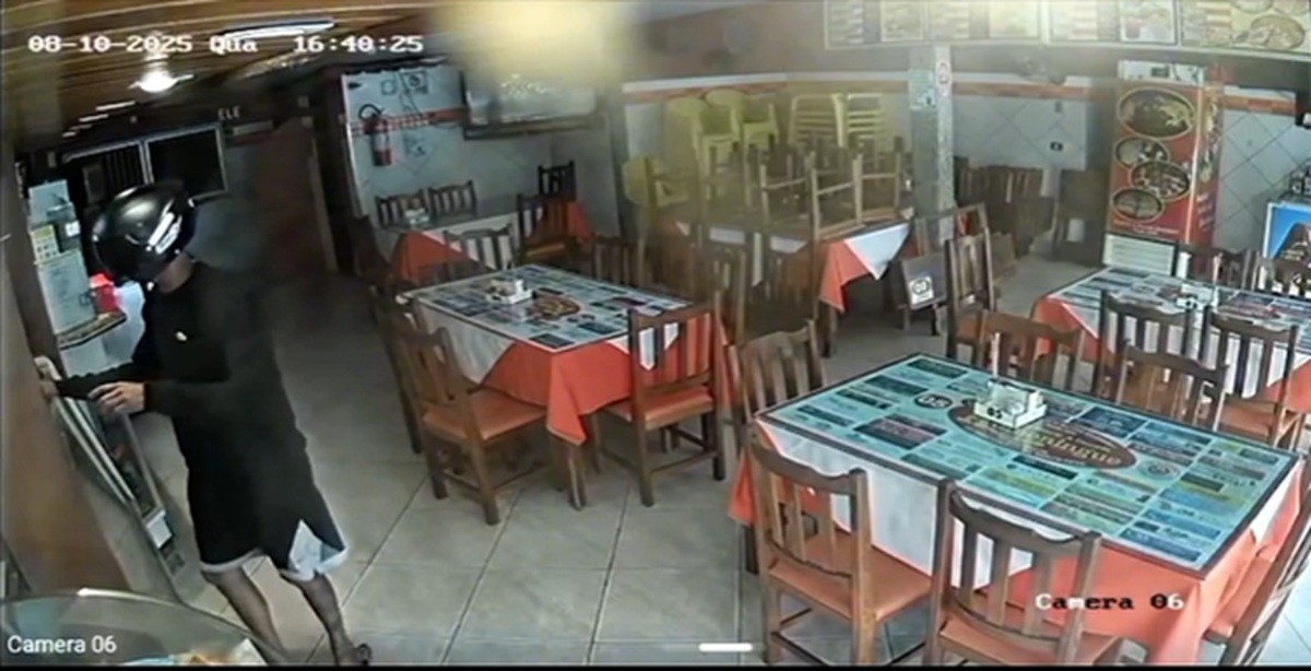 Homem é preso após tentar assaltar pizzaria em Aperibé; câmeras flagraram ação