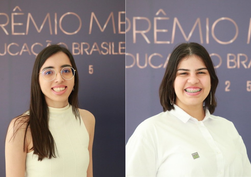 Ana Clara de Oliveira, de Natal, e Cláudia Raiane Sousa de Oliveira, de Mossoró, receberam o Prêmio MEC da Educação Brasileira — Foto: MEC/Divulgação