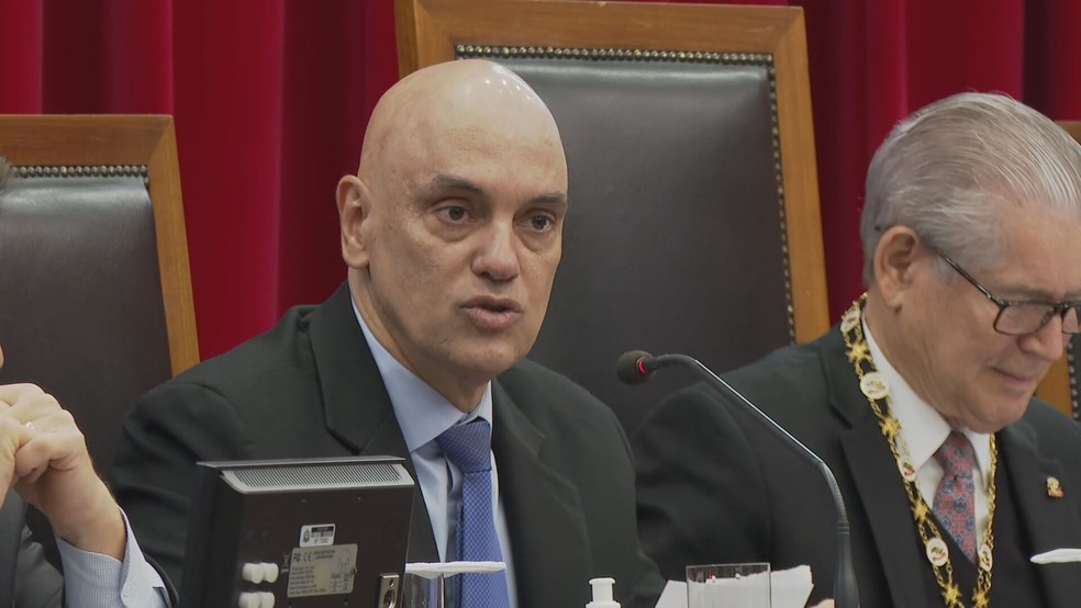 Ministro do STF Alexandre de Moraes participa da 23ª Semana Jurídica do TCE-SP — Foto: Reprodução