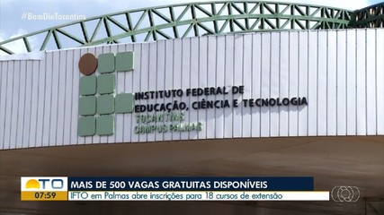 Estão abertas inscrições para cursos de extensão gratuitos no IFTO