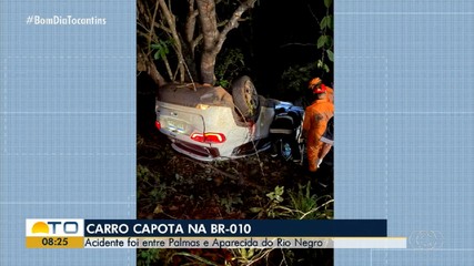 Carro capota na BR-010 entre Palmas e Aparecida do Rio Negro