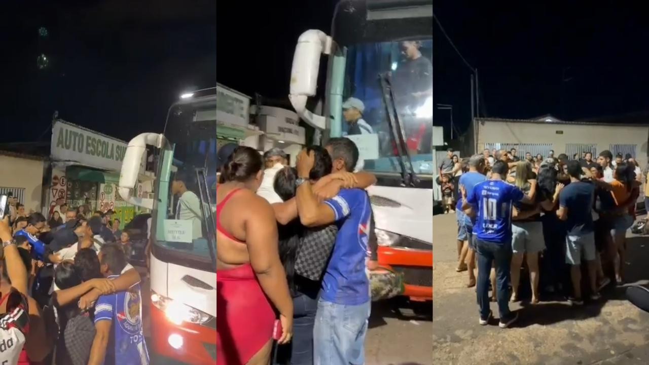 Jogadores do Águia de Marabá são recebidos com aplausos e emoção na chegada à cidade