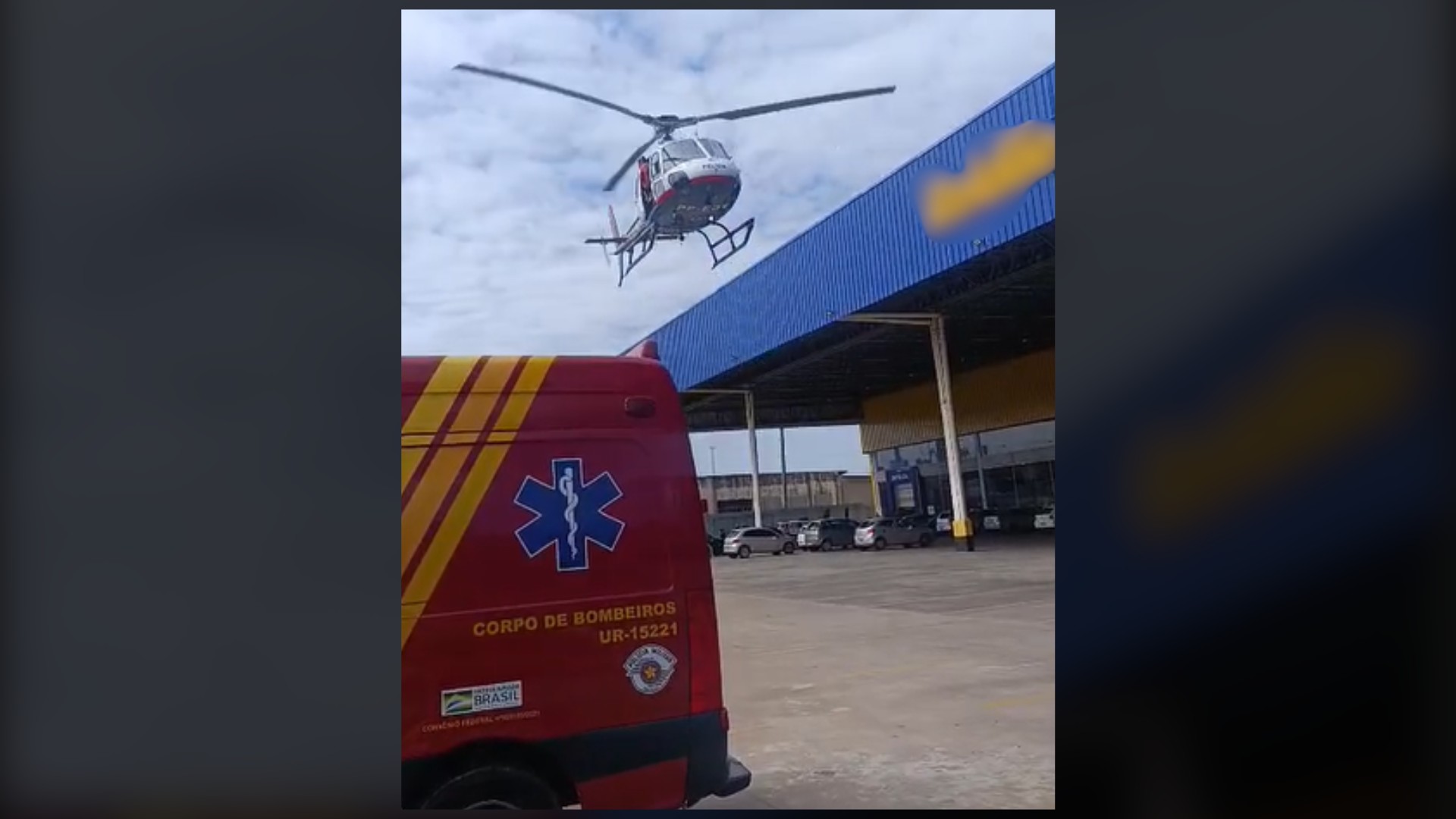 Trabalhador é socorrido pelo helicóptero Águia após cair em fosso de elevador em Itu