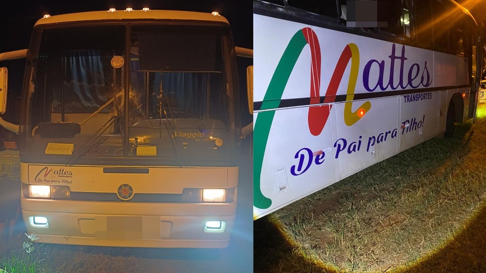 Vítimas eram transportadas em ônibus — Foto: Polícia Nacional