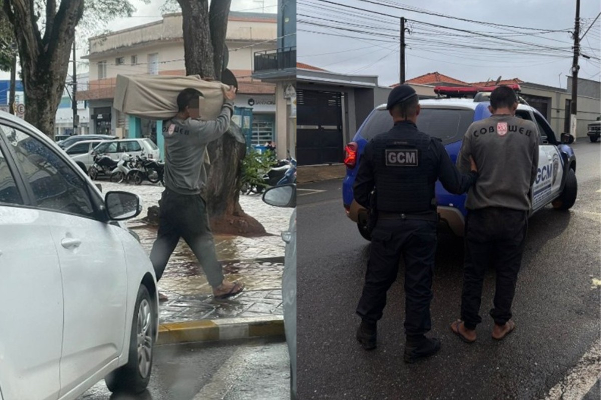 Homem é flagrado andando na rua com cofre de madeira furtado de igreja em Capão Bonito