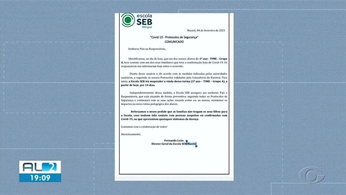 Escola de Maceió suspende aulas em uma turma após confirmação de