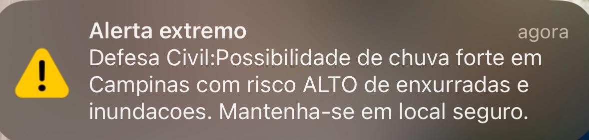 Defesa Civil dispara pela 1ª vez no estado de SP alerta sonoro para enchentes em celulares de Campinas e som assusta moradores