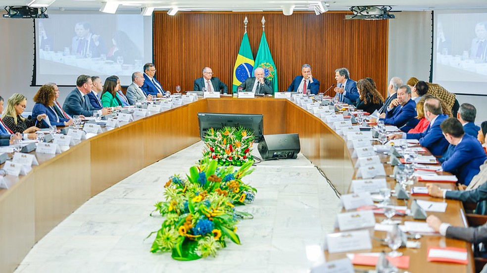 Presidente da República, Luiz Inácio Lula da Silva, durante reunião ministerial. — Foto: Ricardo Stuckert/PR