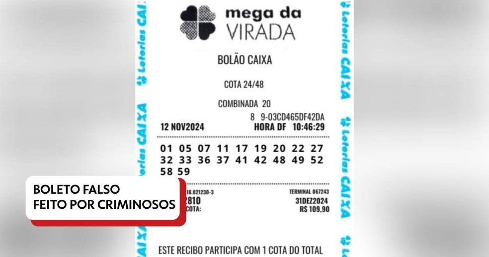Recibo de bolo falso gerado por criminosos. — Foto: Reproduo