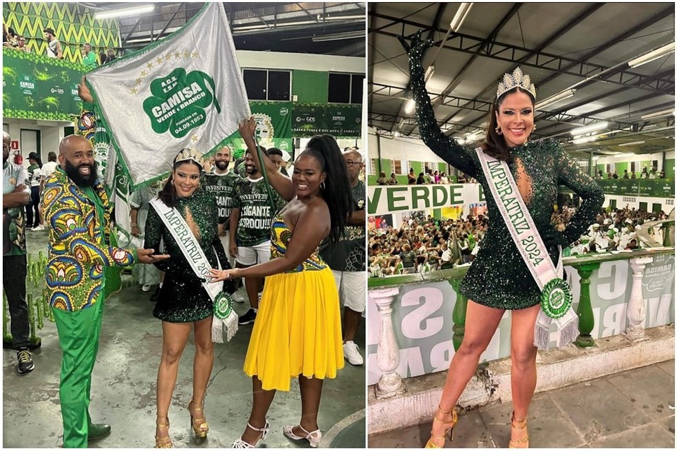 Gyselle Soares é a imperatriz da Camisa Verde e Branco no Carnaval de SP em 2024 — Foto: Reprodução/Camisa Verde e Branco