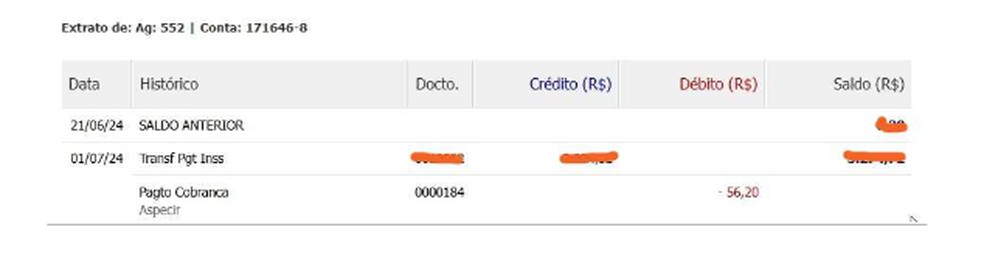 Aspecir fez 13 descontos no valor de R$ 56,20 entre dezembro de 2023 e dezembro de 2024 — Foto: Reprodução