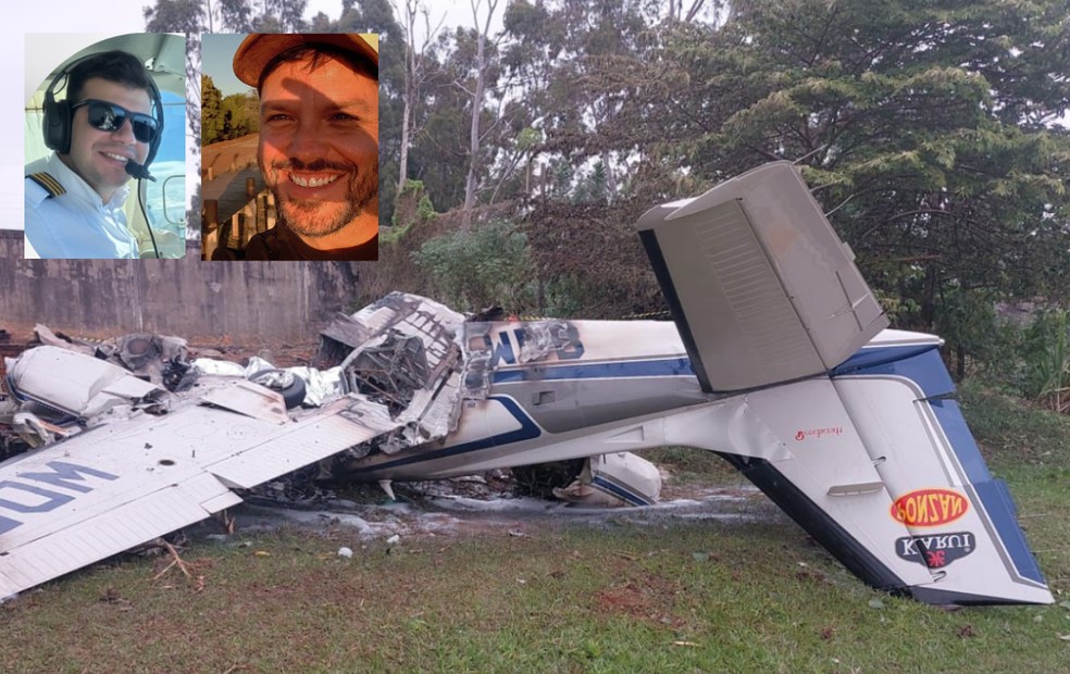 Gabriel Maloni e Henrique Guariente são vítimas de queda de avião em Marília (SP) — Foto: Defesa Civil/Reprodução