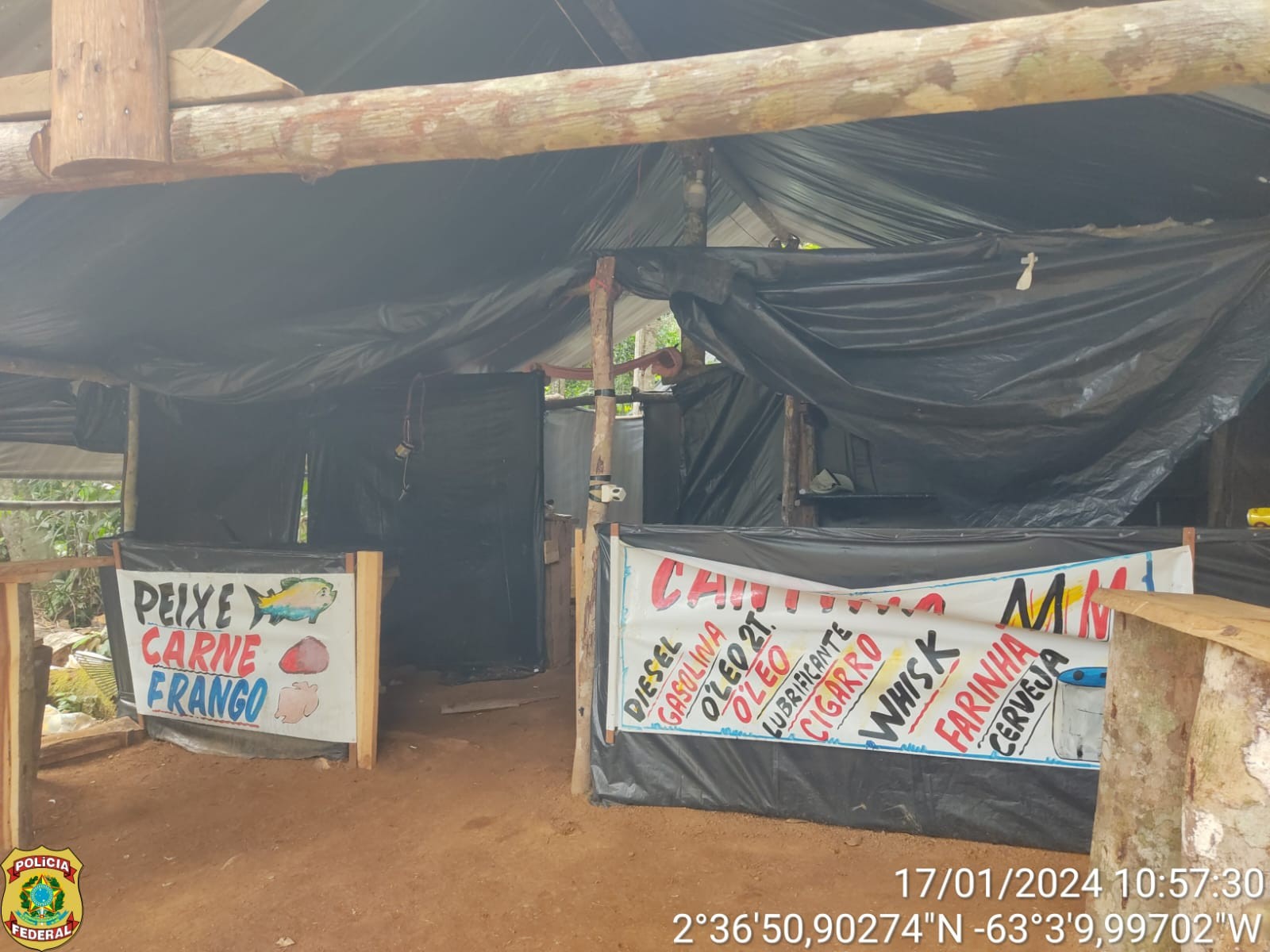 PF encontra mercadinho com venda de carnes e até whisky em garimpo ilegal na Terra Yanomami