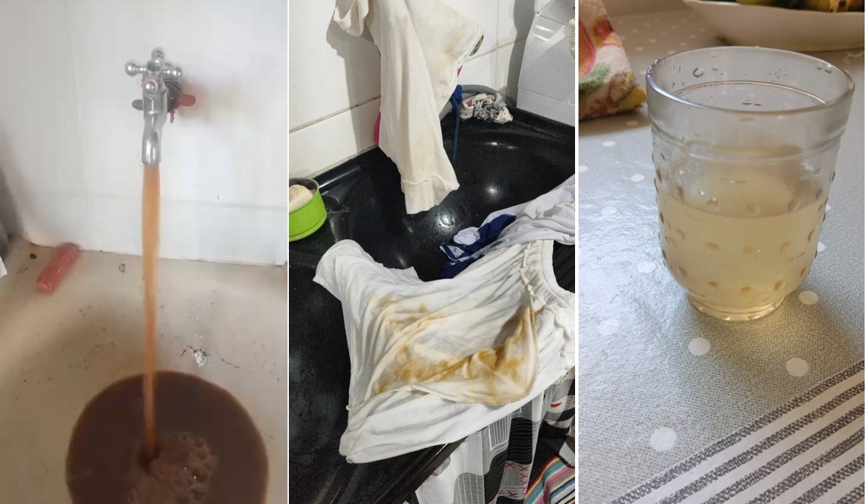 Vídeos mostram água marrom em casas de distrito de Bom Jesus do Itabapoana