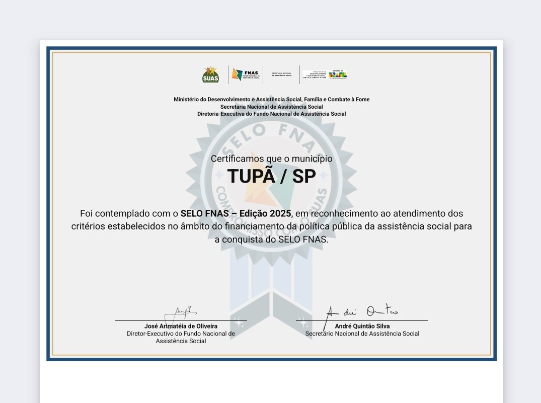 Tupã é reconhecida nacionalmente pela excelência na gestão da assistência social