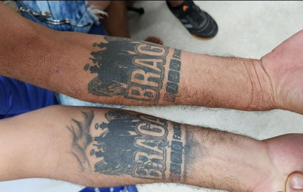 Homens presos tinham tatuagem em referência a família Braga — Foto: Reprodução