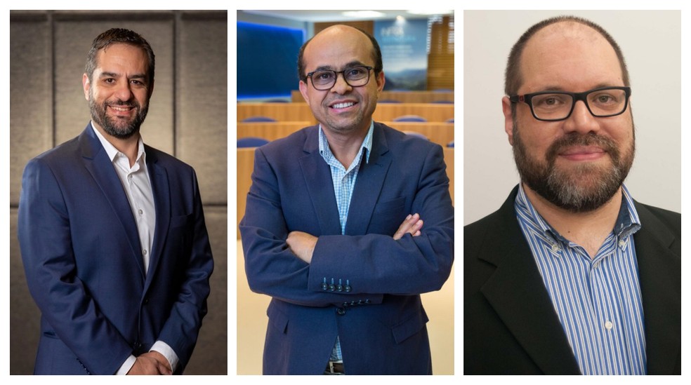 Os cientistas políticos Rafael Cortez, da Tendência Consultorias e Marco Antonio Carvalho Teixeira, professor da Fundação Getúlio Vargas (FGV), e Hilton Fernandes, do Laboratório de Opinião Pública e Mídias Digitais da Fundação Escola de Sociologia e Política de São Paulo (Fesp-SP). — Foto: Montagem/g1/Reprodução/Redes Sociais
