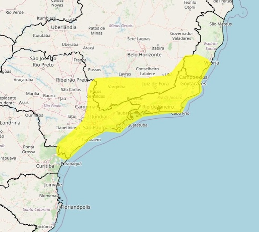 Inmet emite alerta de tempestade para cidades do Sul do Rio e Costa Verde — Foto: Reprodução