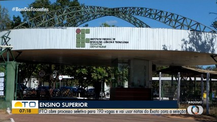 IFTO abre processo seletivo para 190 vagas em cursos presenciais com ingresso pelo Exato