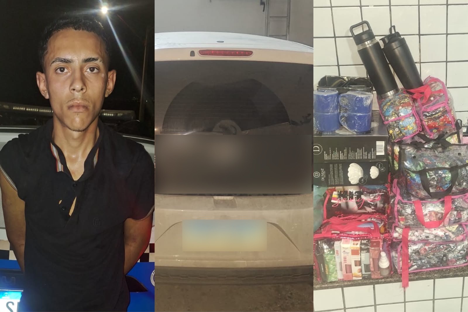 Suspeitos de assaltos à mão armada são detidos com carro cheio de mercadorias em Teresina