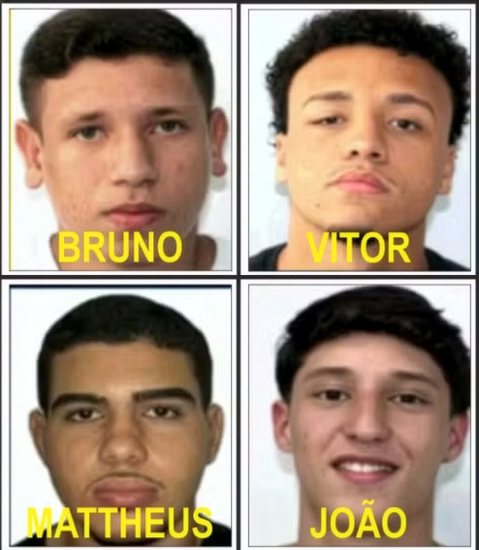 Portal dos Procurados divulgou cartaz dos quatro jovens denunciados pelo estupro coletivo — Foto: Divulgação/Disque Denúncia