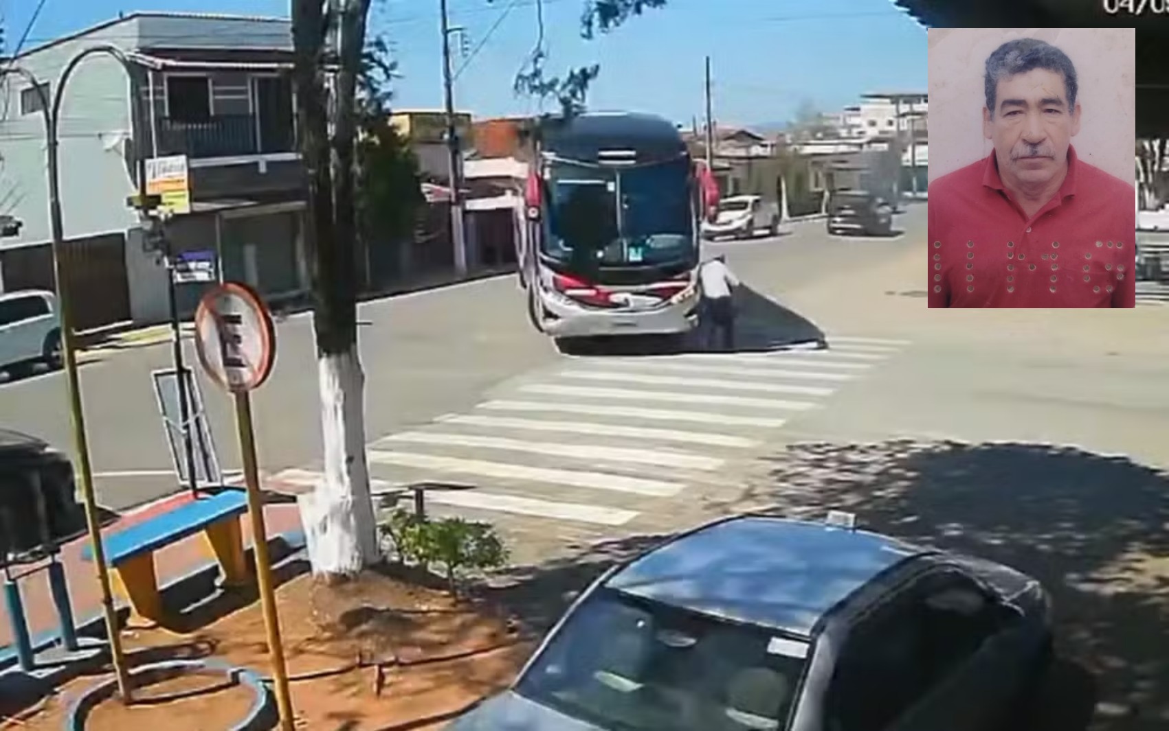 Morre idoso atropelado por ônibus ao atravessar faixa de pedestres em Conceição do Rio Verde, MG
