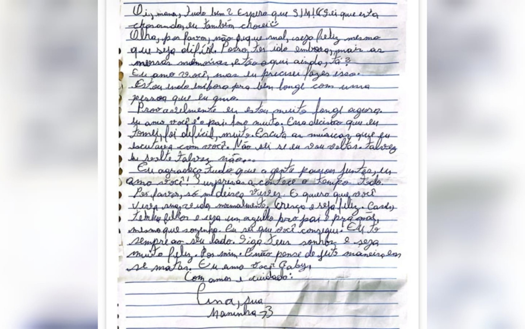 Menina de 13 anos desaparece e deixa carta de despedida para a família