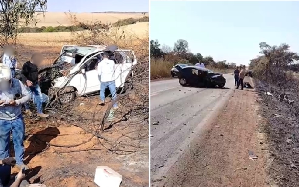 Imagens mostram veículos destruídos em rodovia após acidente — Foto: Reprodução/TV Anhanguera