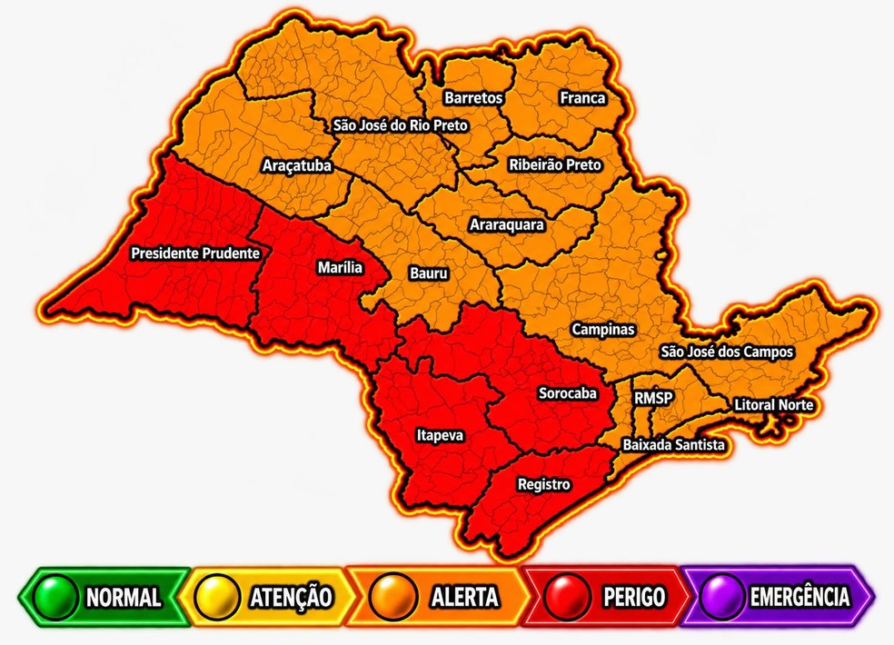 Defesa Civil alerta para risco de tempestades severas em São Paulo entre sexta-feira (11) e sábado (12) — Foto: Reprodução/Defesa Civil do Estado de SP