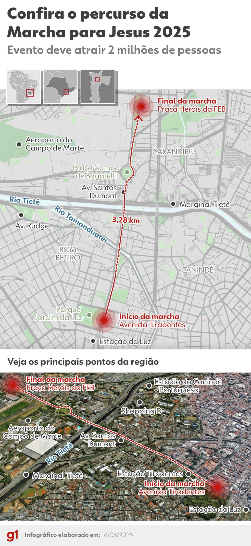 Percurso da Marcha para Jesus — Foto: Arte g1