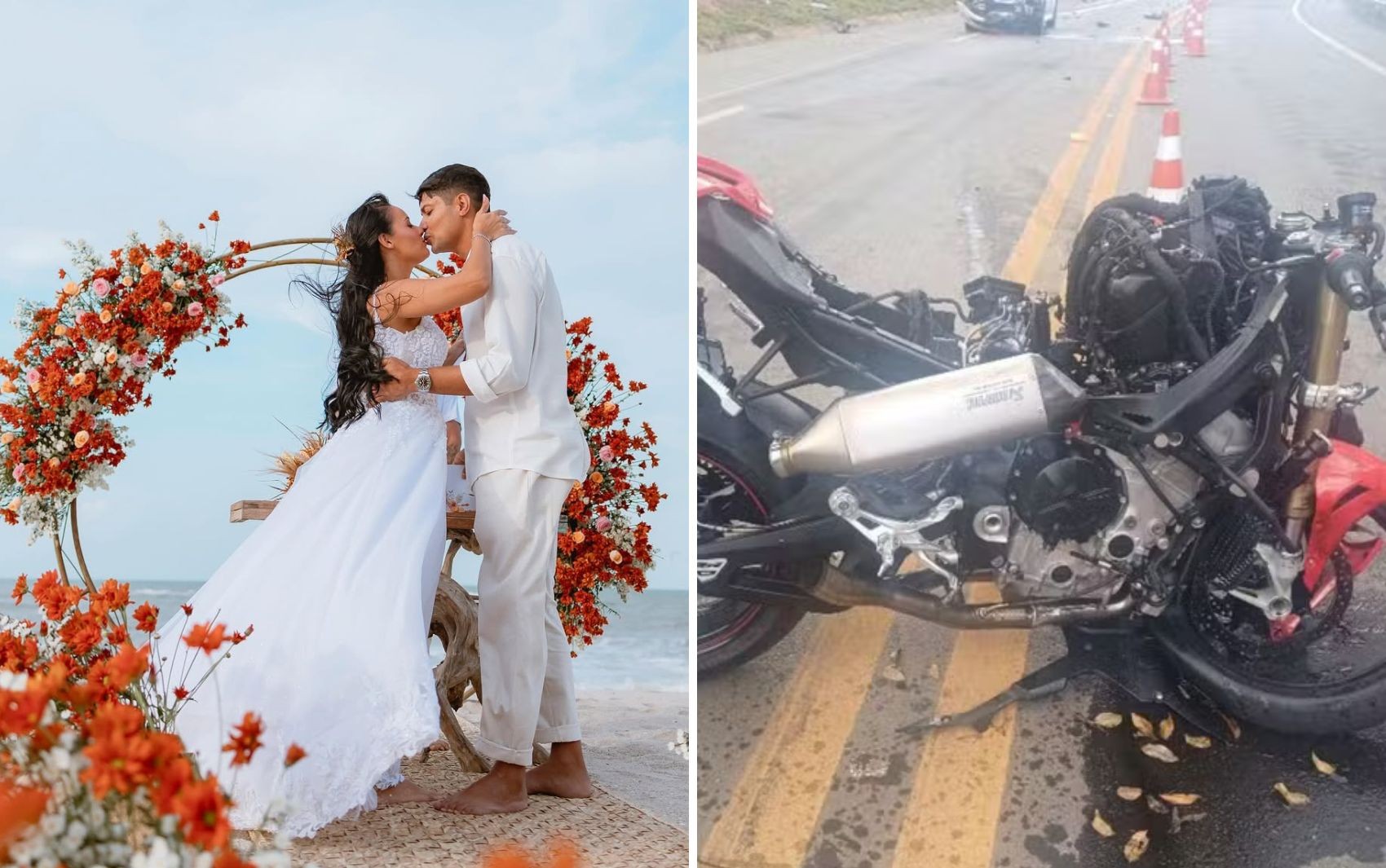 Motociclista que morreu em acidente em Goiás se casou há 4 meses em cerimônia na praia