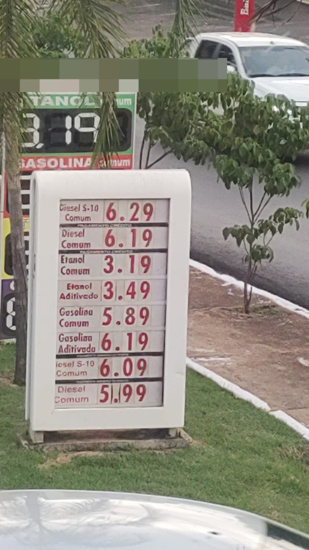Preço do etanol em alguns postos de Cuiabá — Foto: reprodução