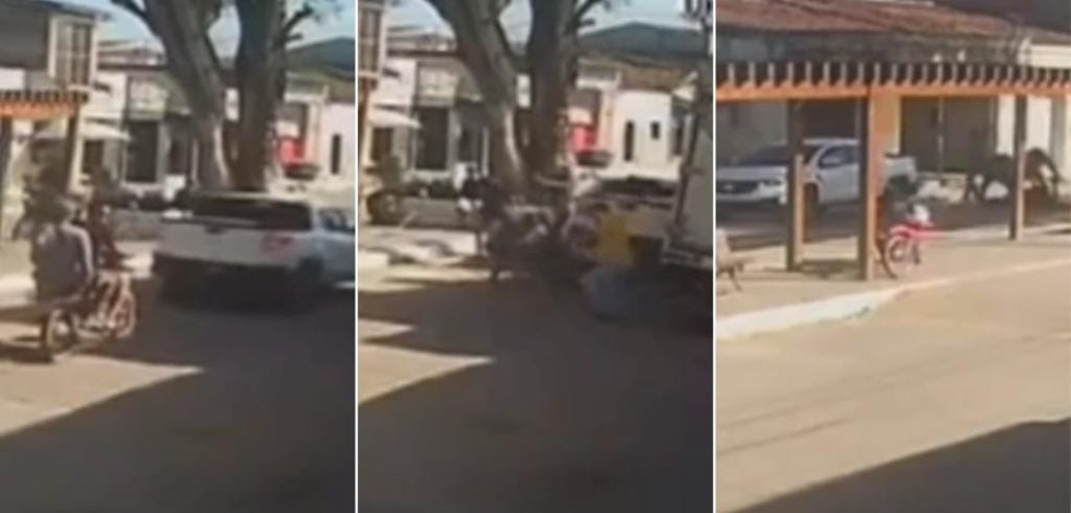 Criminosos atiram em homem, colocam corpo em caçamba de caminhonete e fogem em Ibateguara, Alagoas — Foto: Reprodução/vídeo