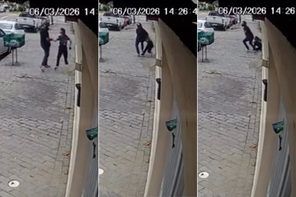 Criminoso derruba jovem no chão durante roubo de celular no litoral de SP; VÍDEO