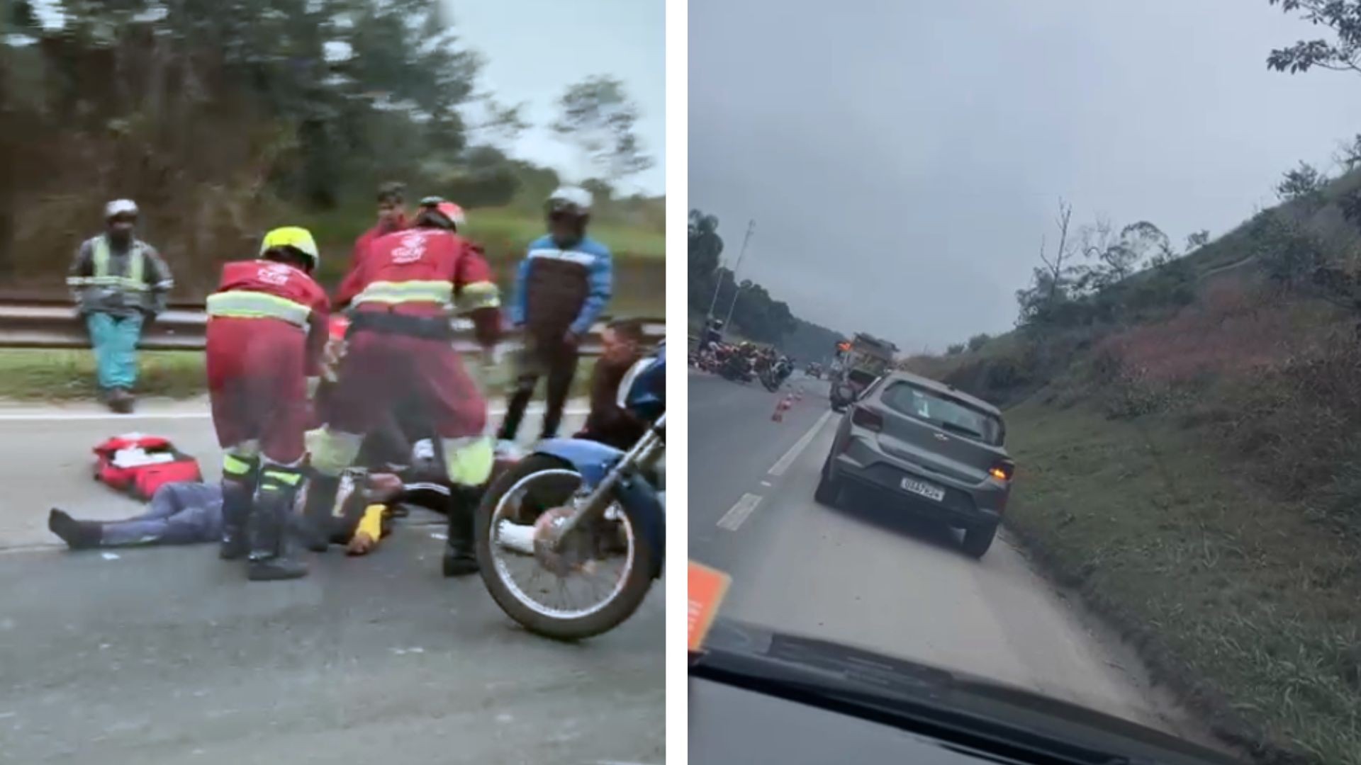 Casal cai de moto e fica gravemente ferido na Dutra