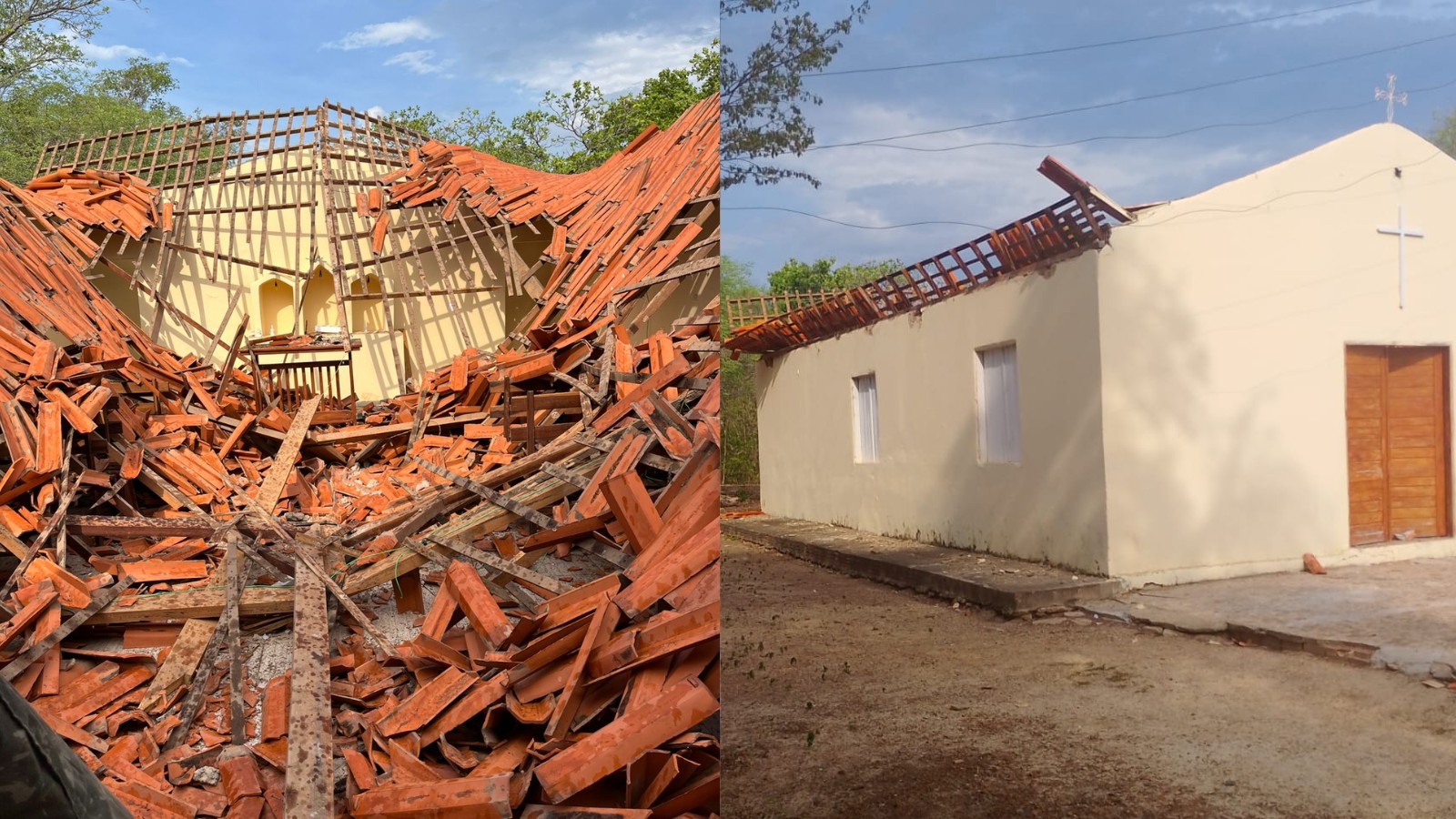 Teto de capela desaba em cidade do interior do Piauí