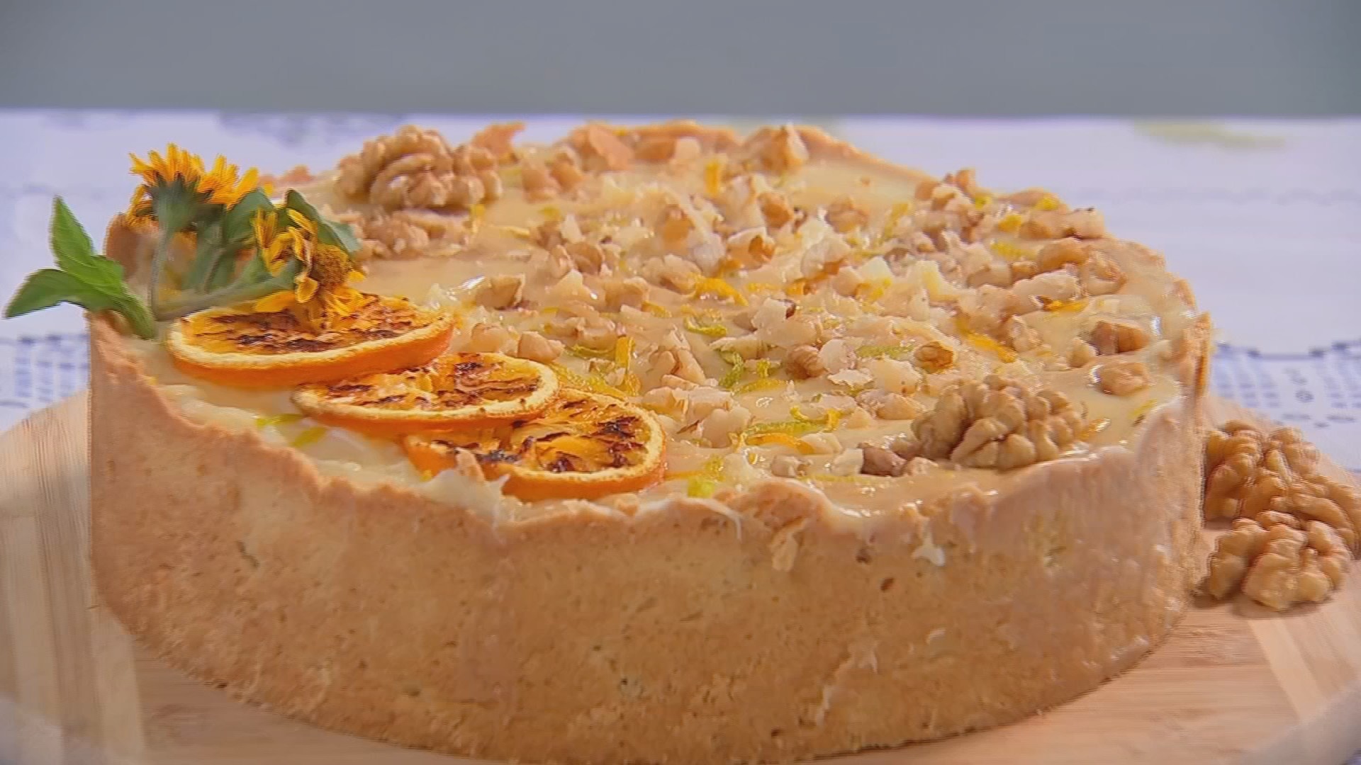 Receita Nosso Campo: aprenda a fazer uma torta com laranja, nozes e doce de leite