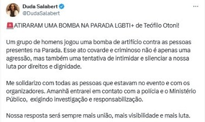 Vídeo mostra momento em que jovens jogam bomba de artifício em Parada LGBT+ em MG