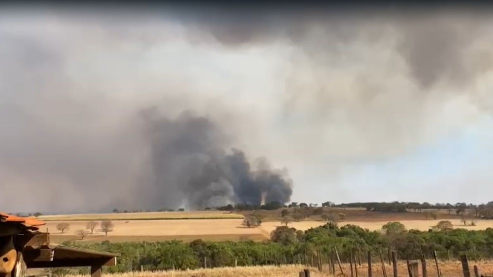 Incêndio registrado na região de Poloni (SP) — Foto: Reprodução/Redes sociais