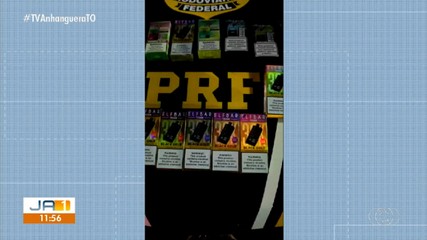 PRF apreende cigarros eletrônicos dentro de ônibus em Guaraí