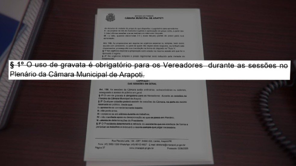 Regra que obrigava uso de gravata foi derrubada — Foto: RPC
