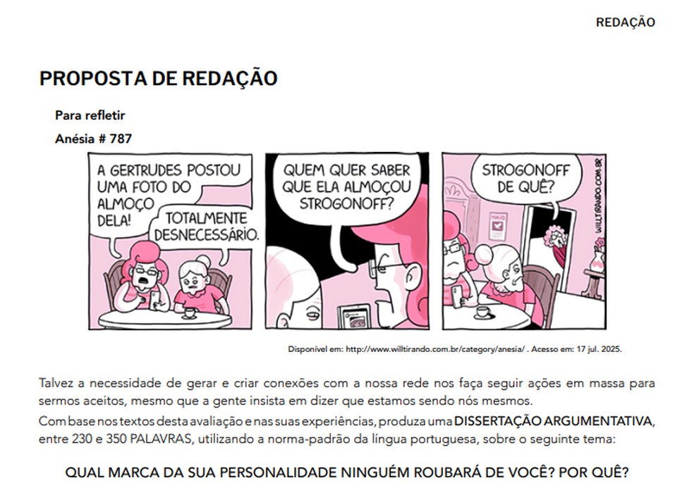 Redação da Idomed no vestibular on-line — Foto: Reprodução