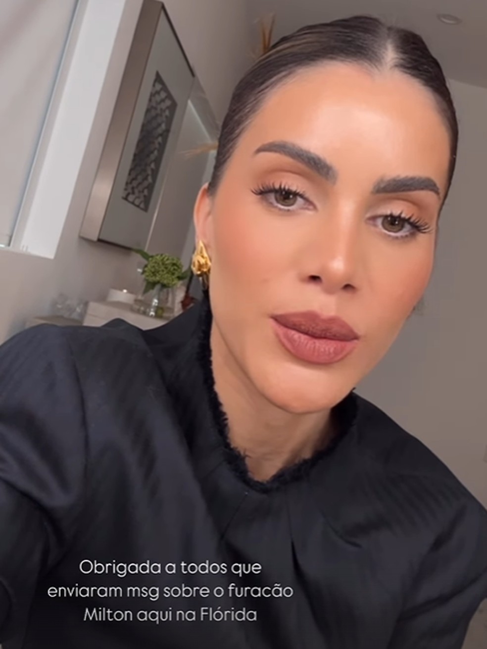 Camila Coelho fala sobre furacão Milton — Foto: Reprodução/Instagram