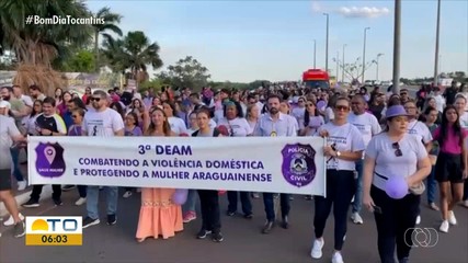 Caminhada Agosto Lilás conscientiza sobre o combate à violência contra a mulher em Araguaí