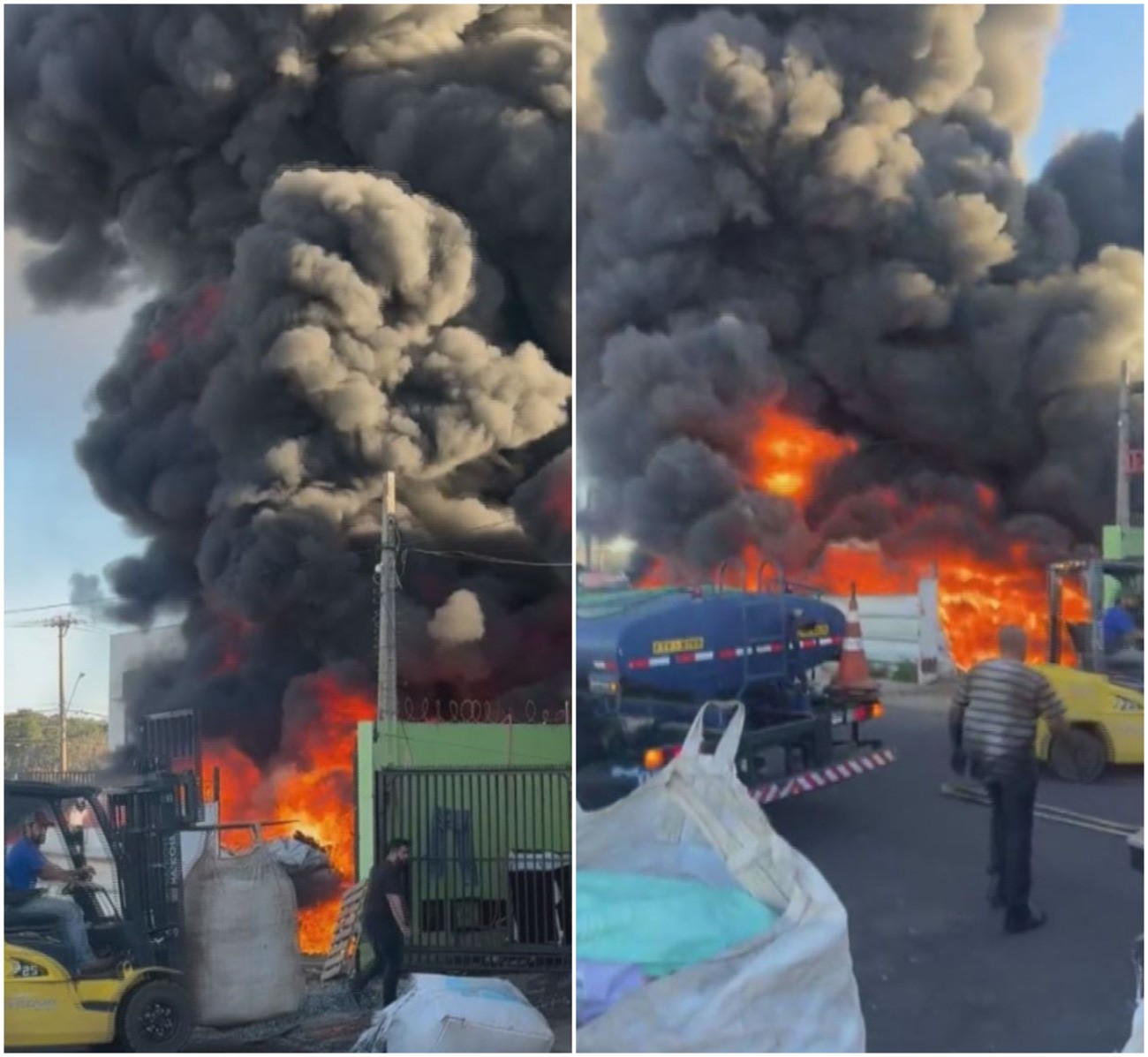 VÍDEO: incêndio destrói depósito de plástico e 'nuvem' de fumaça assusta no interior de SP